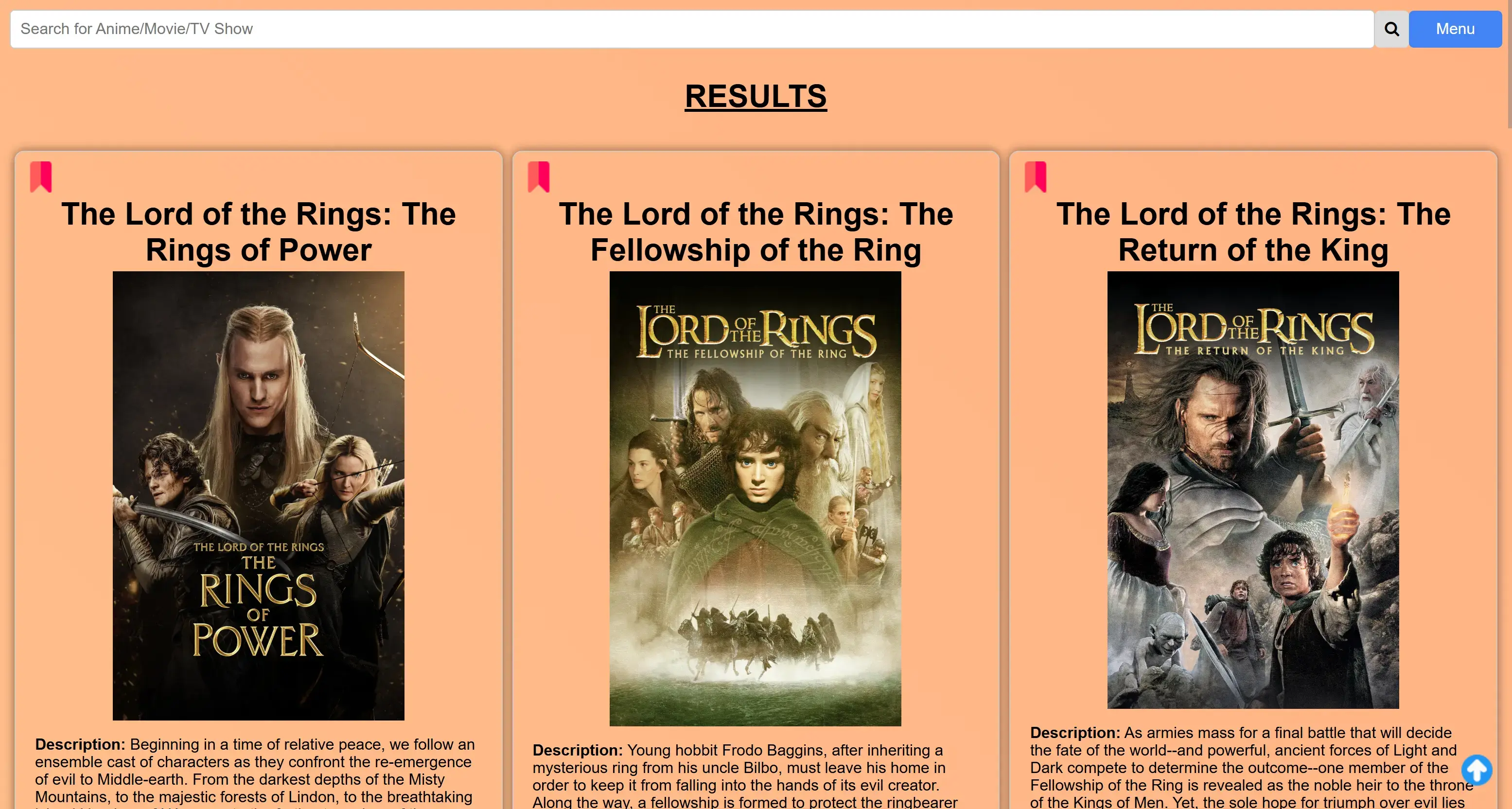 Project image of the personal movie and TV show tracker