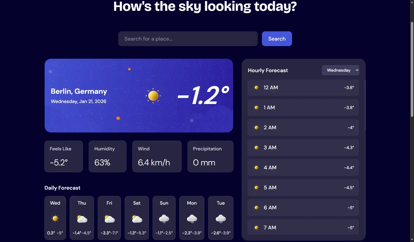 Project image of the weather app