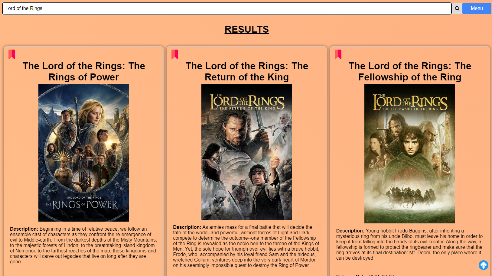 Project image of the personal movie and TV show tracker