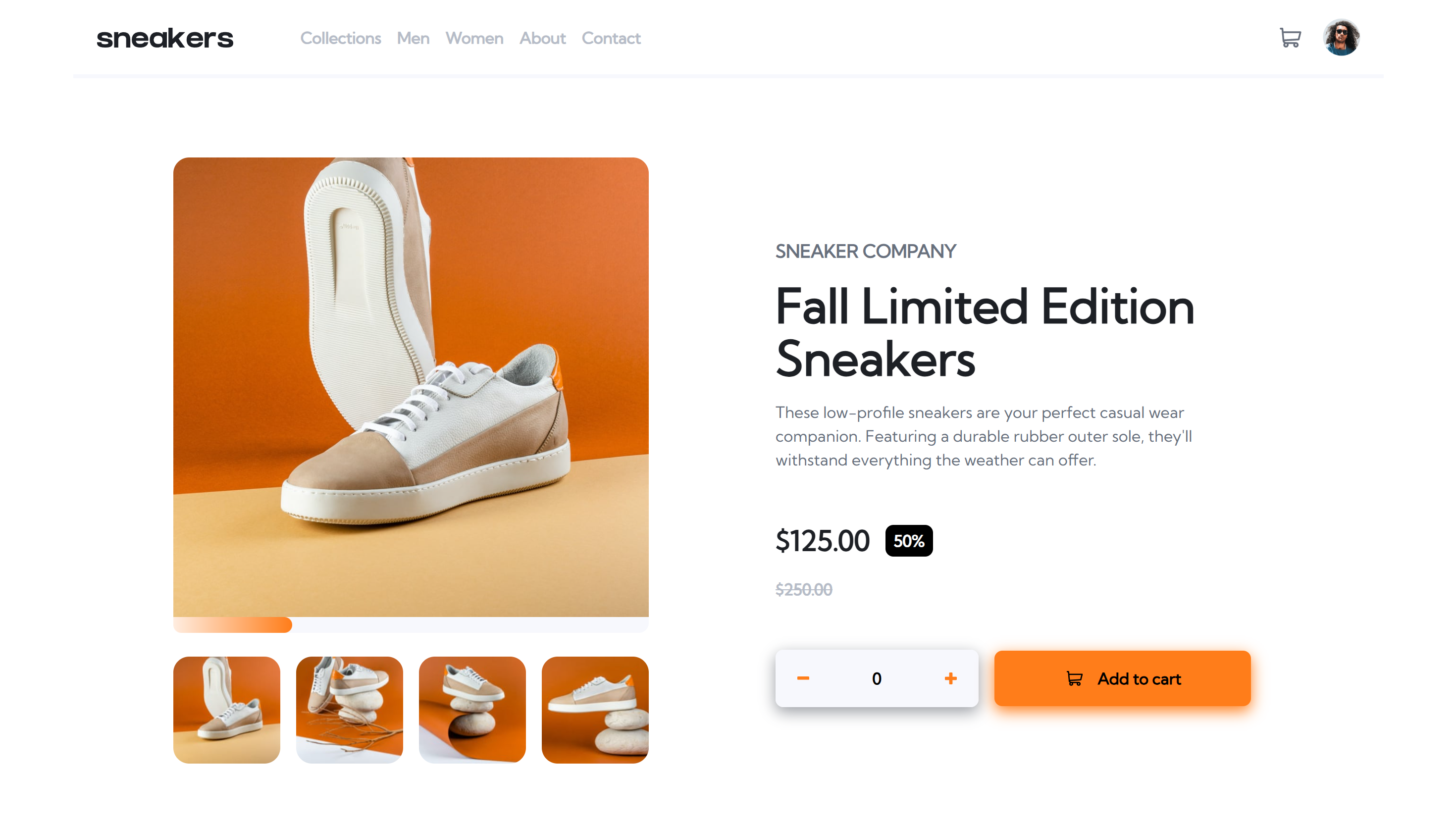 Project image of the e-commerce webpage